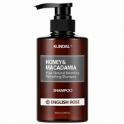 kundal honey & macadamia pure natural balancing refreshing shampoo english rose 500ml pump bottle on a white background