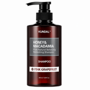 kundal honey & macadamia pure natural balancing refreshing shampoo pink grapefruit 500ml pump bottle on a white background