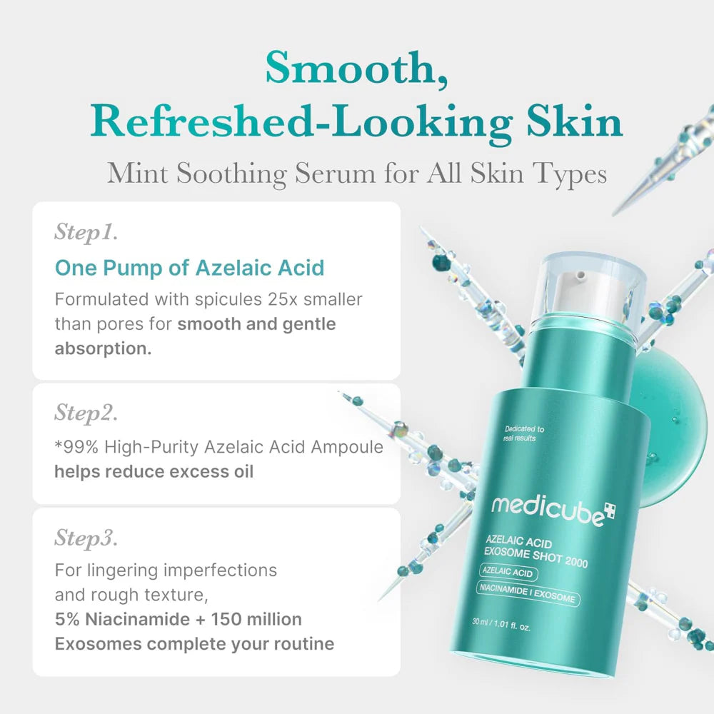 medicube azelaic acid exosome shot serum 2000 30ml 3 step technology