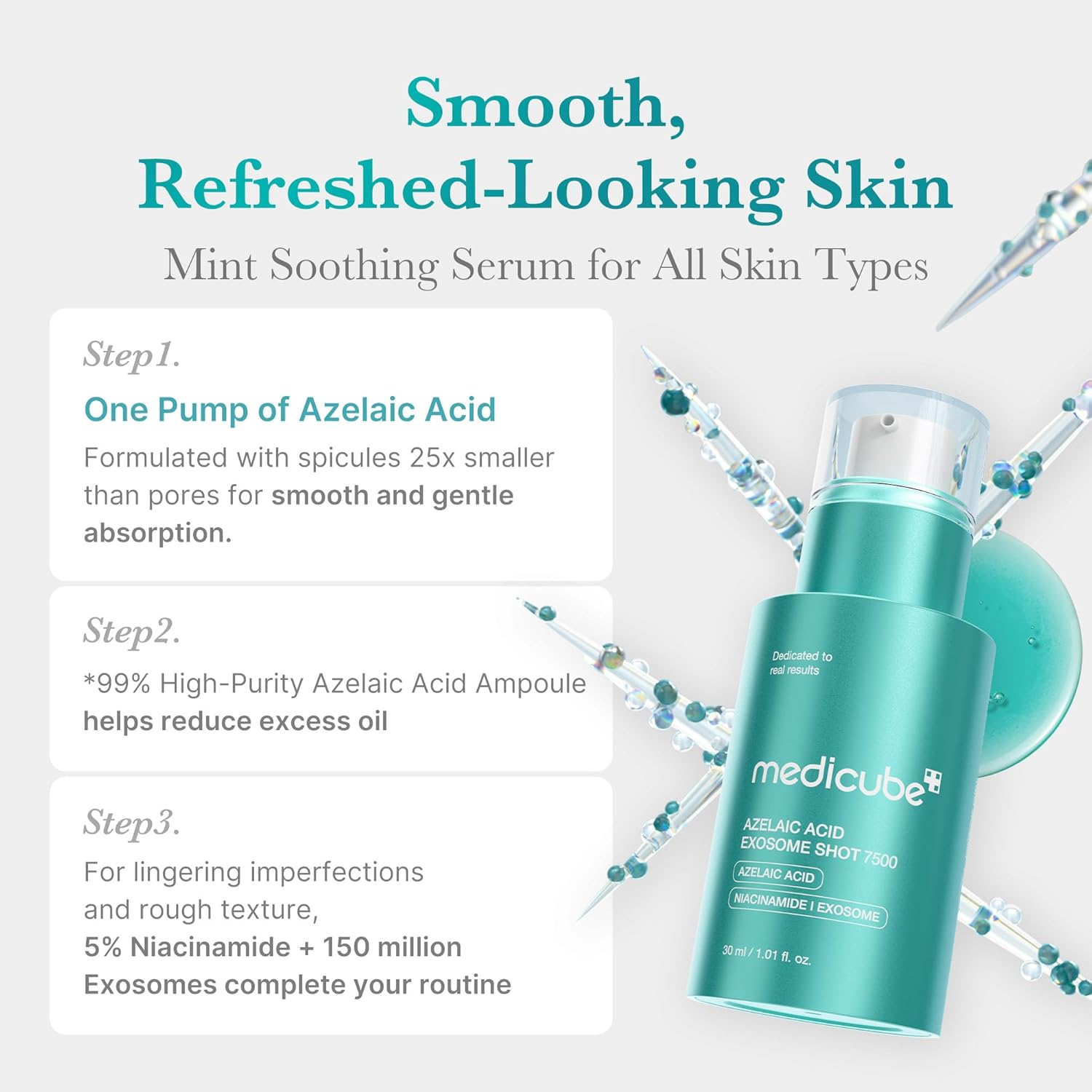 medicube azelaic acid exosome shot serum 7500 30ml 3 step technology 