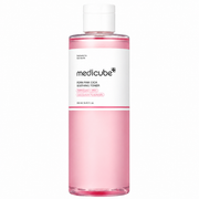 clear pink medicube pdrn pink cica soothing toner bottle with a white cap on a clean white background, featuring minimalist skincare packaging.