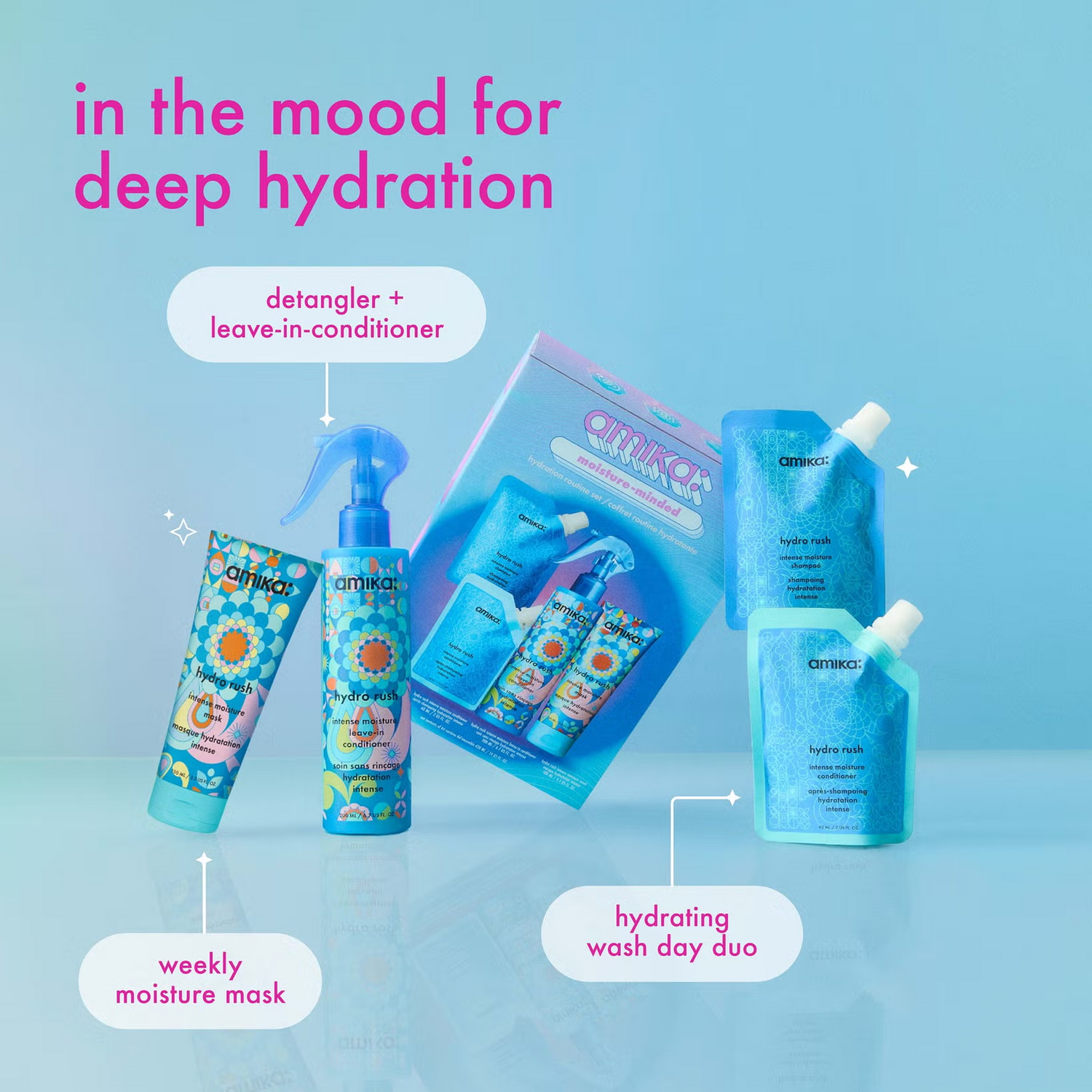 Amika Moisture-Minded Hydration Routine Set - 4pc
