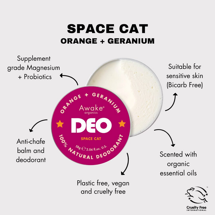 Awake Organics Deo Natural Deodrant Space Cat Orange + Geranium 58g