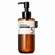 numbuzin no.5+ glutathione c facial spa cleanser in an amber pump bottle with a black dispenser and minimalist cream label, displayed on a clean white background.