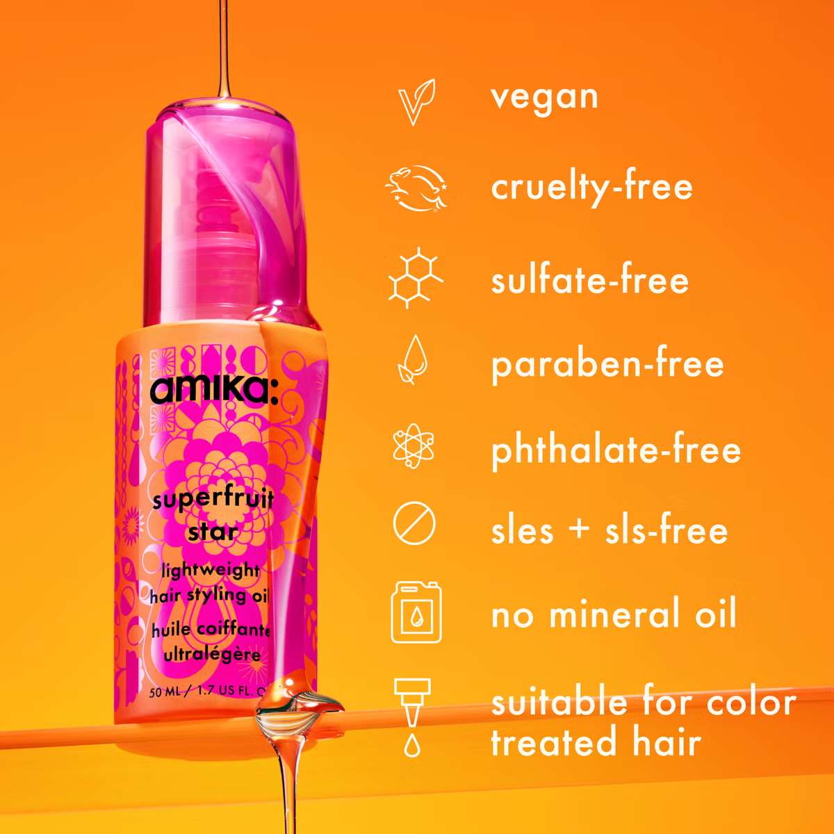 Amika Superfruit Star Lightweight Styling Oil 50ml