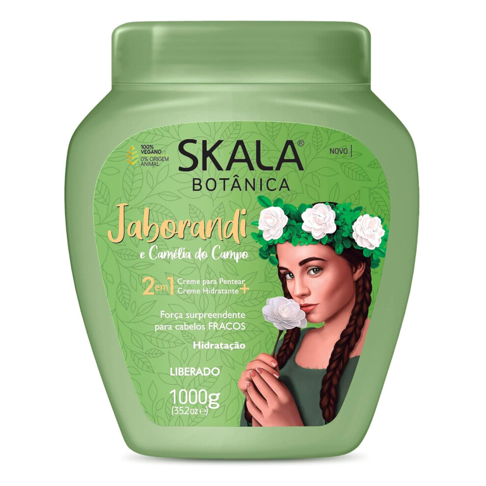 Skala Botánica hair care product jar with a woman&