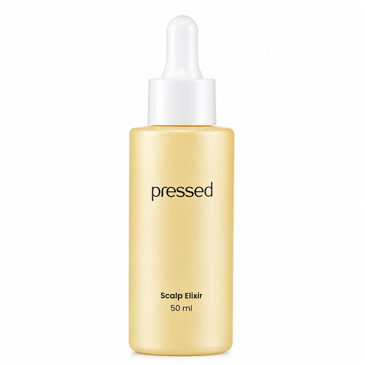 pressed scalp elixir 50ml dropper bottle on a white background