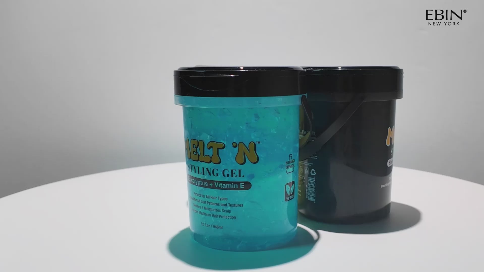 Load video: Ebin New York MELT'N Styling Gel Eucalyptus Oil + Vitamin E