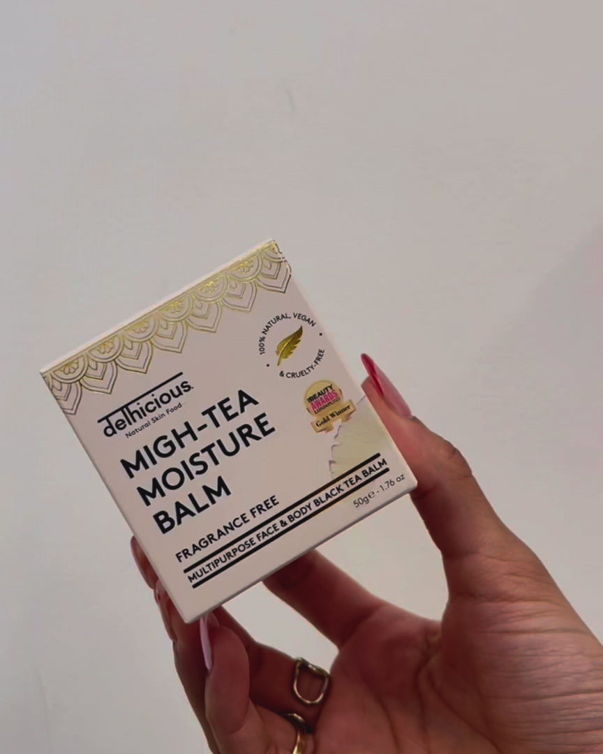 Load video: Delhicious Migh-Tea Moisture Multipurpose Balm - Fragrance Free 140g