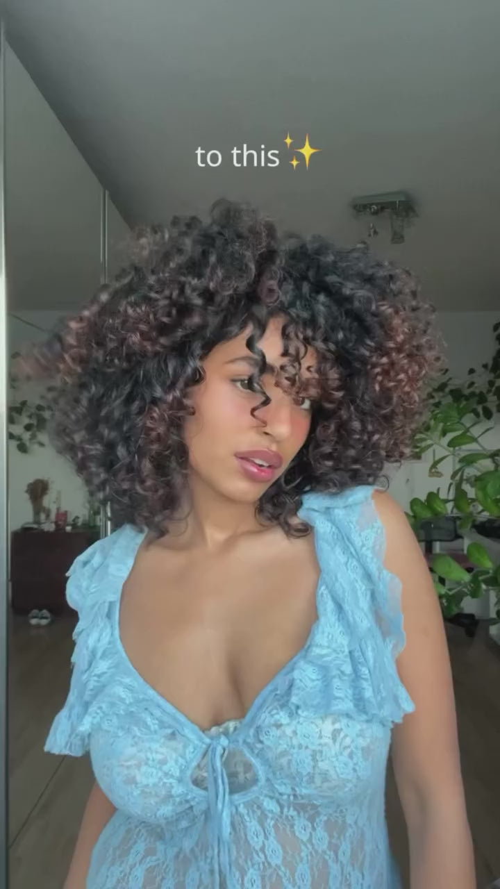 Bali curls bonding oil. UGC using it to style her curls. 