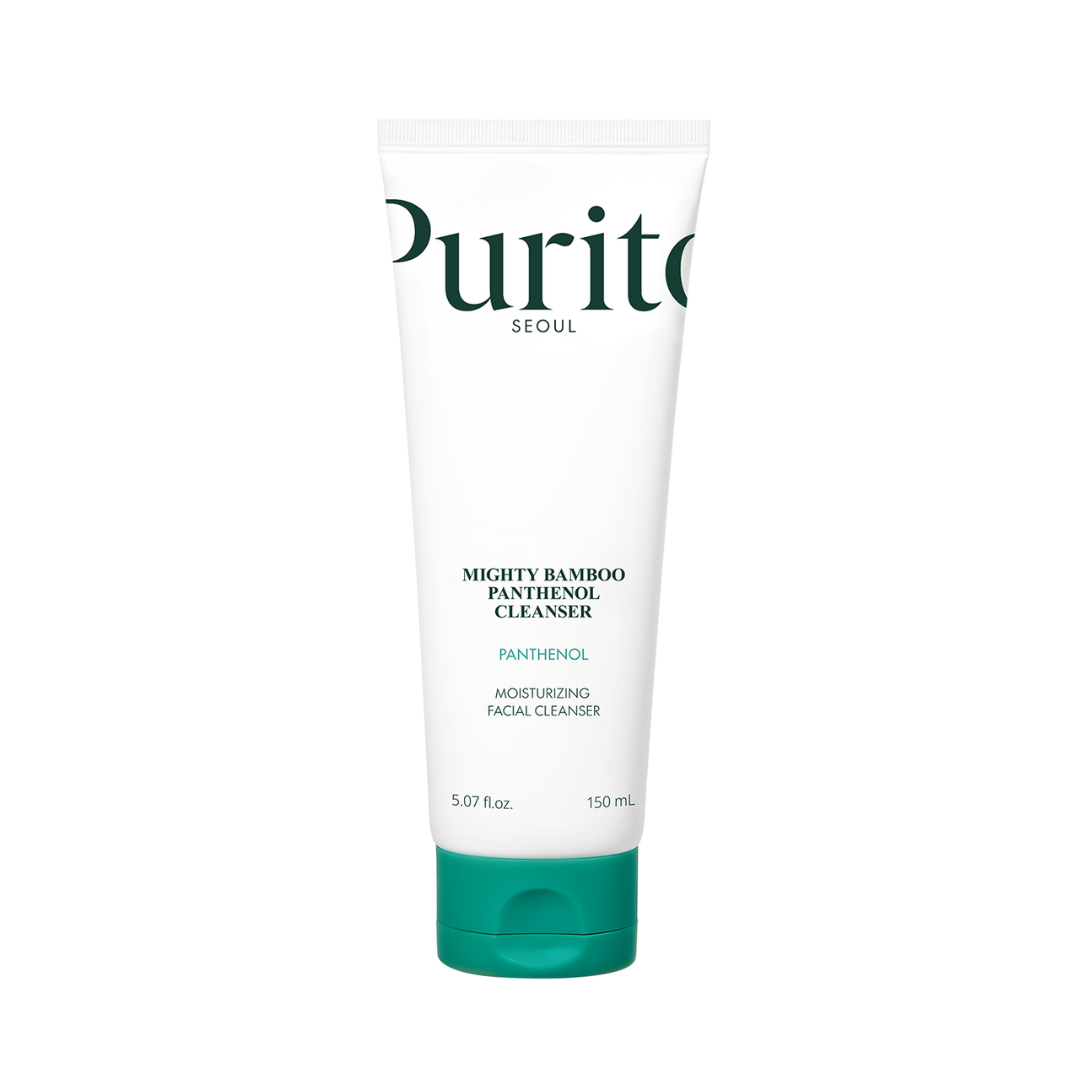 Tube of Purito Mighty Bamboo Panthenol Cleanser on a white background