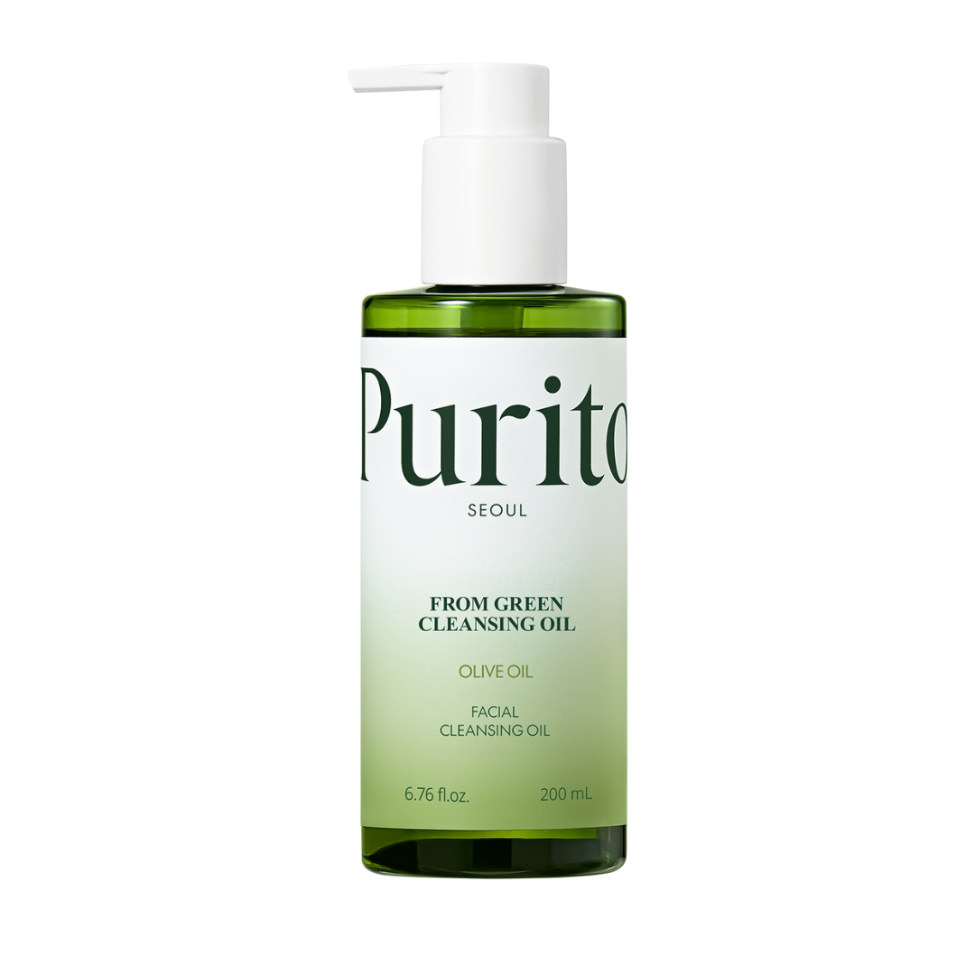 Purito facial cleansing oil bottle on a white background