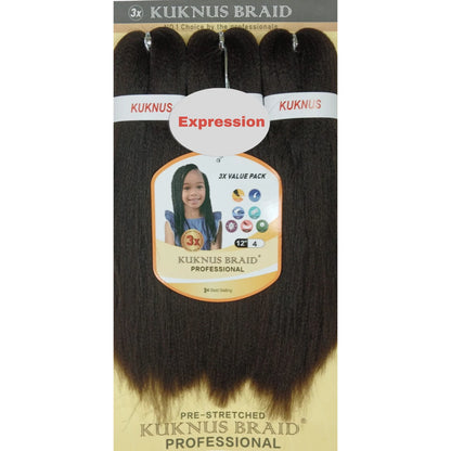 Kukunus Braid Professional Pre-Stretched Braiding Hair 12" 3 Pack