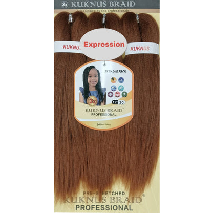 Kukunus Braid Professional Pre-Stretched Braiding Hair 12" 3 Pack