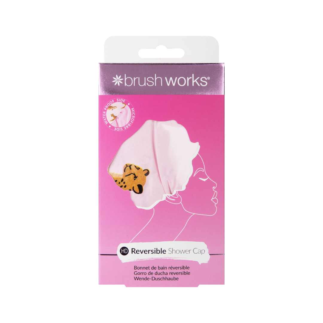 Brushworks Reversible Shower Cap - Leopard Pattern