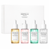 skin1004 madagascar centella ampoule kit featuring four serums in a white presentation box. skincare gift set includes the original centella ampoule, poremizing fresh ampoule, tea-trica relief ampoule and tone brightening capsule ampoule to help soothe, hydrate, refine pores and brighten the complexion.