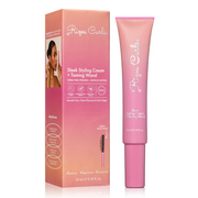 Pink 'Rizos y Curls' product packaging with a tube and box on a white background