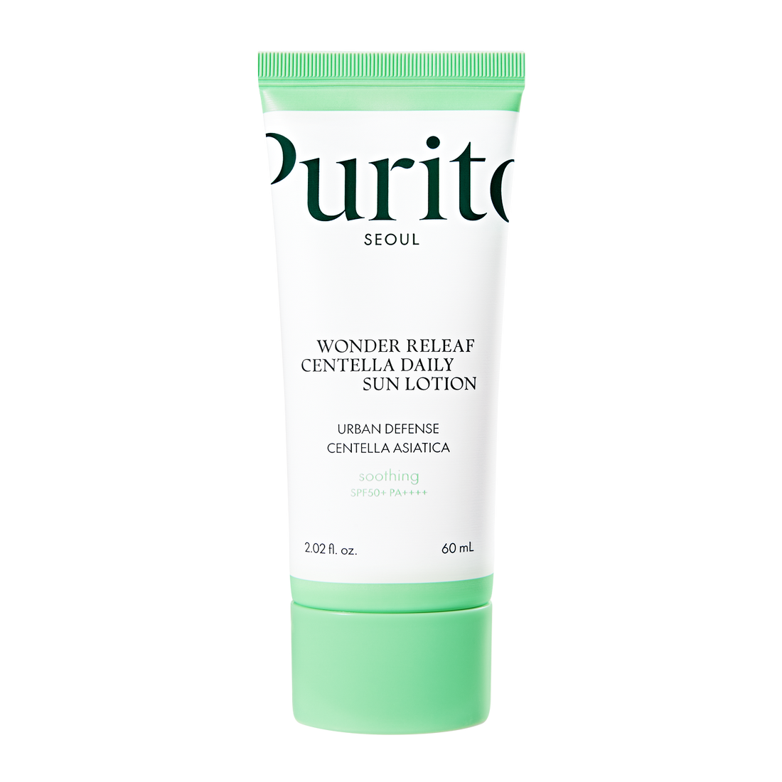Tube of Purito Wonder Releaf Centella Daily Sun Lotion on a white background