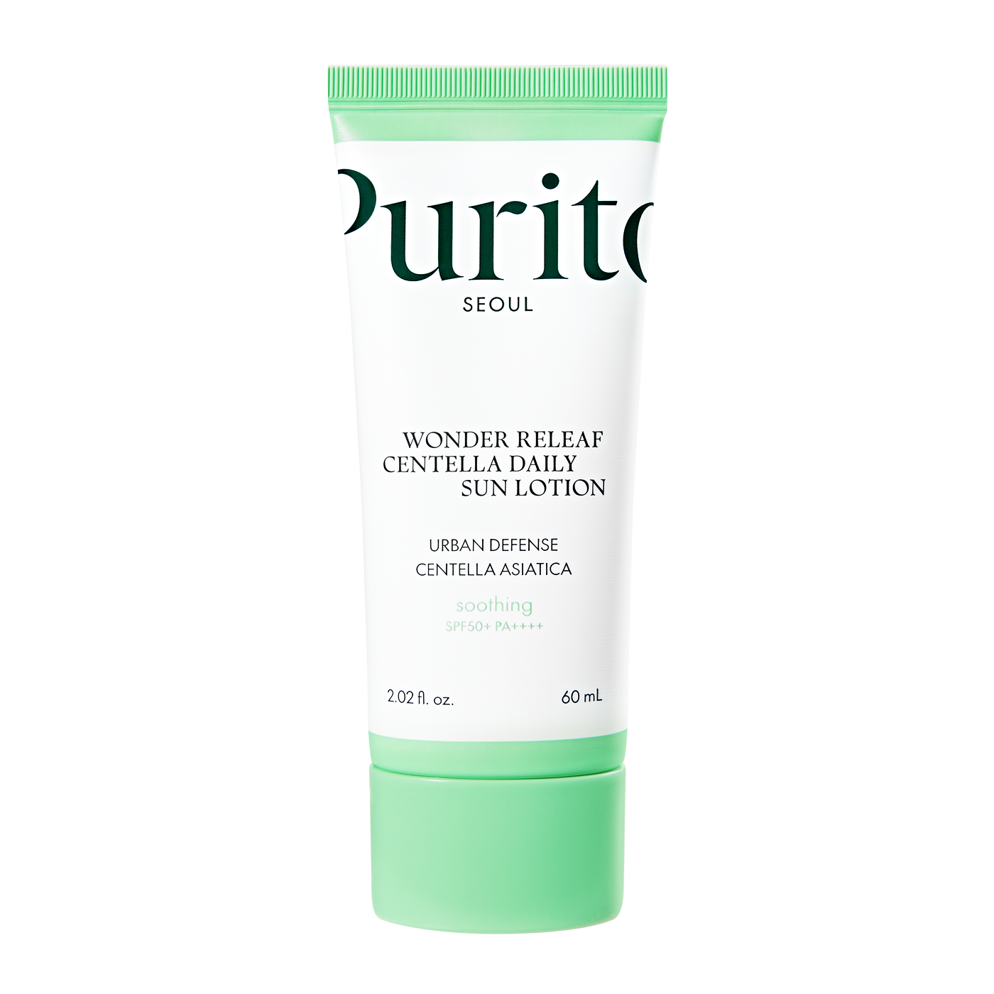 Tube of Purito Wonder Releaf Centella Daily Sun Lotion on a white background