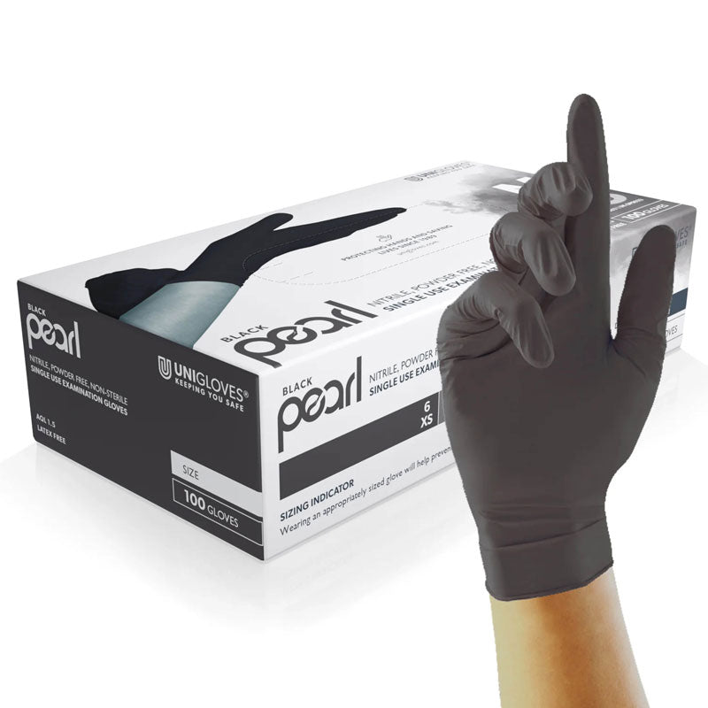 Unigloves Black Pearl Disposable Powder-Free Nitrile Gloves