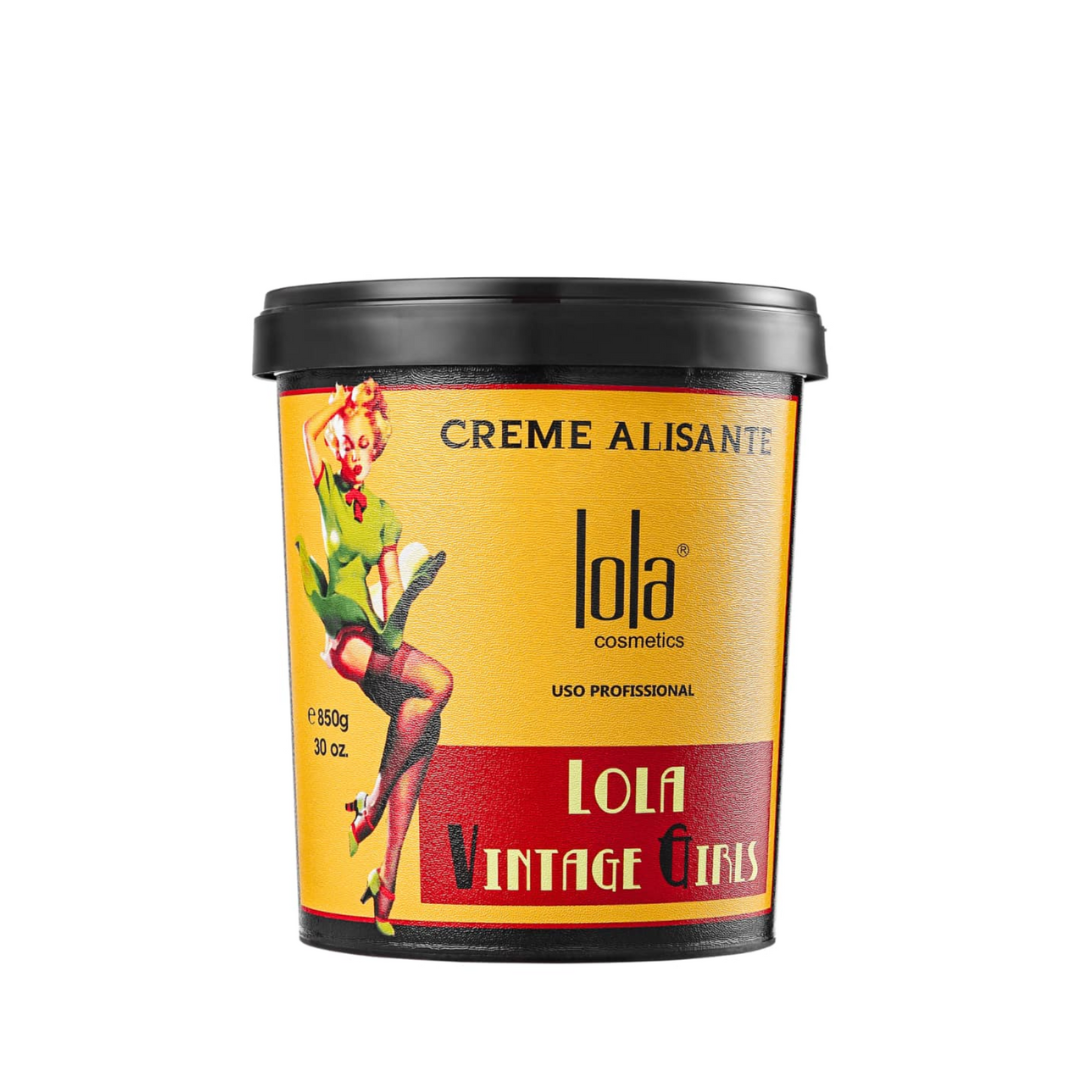 Lola Creme Alisante container with vintage design on a white background