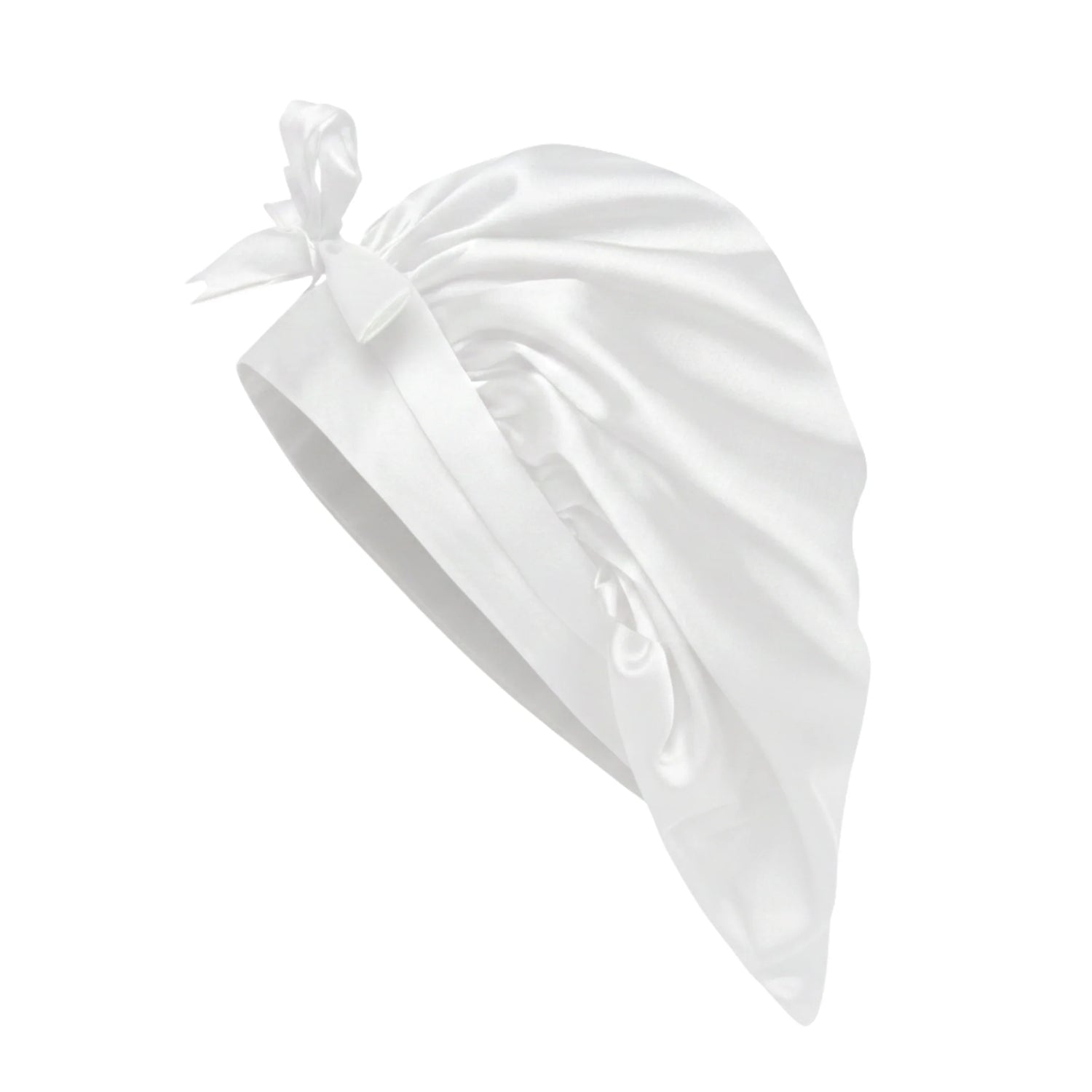 O So Curly Reversible Satin Tie Bonnet - White