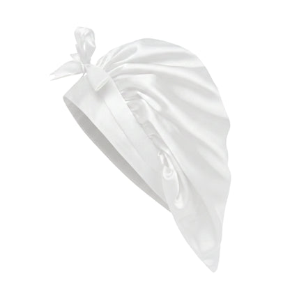 O So Curly Reversible Satin Tie Bonnet - White