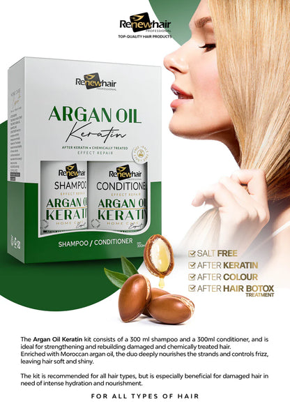 Renewhair Professional Argan Oil Keratin Shampoo &amp; Conditioner Kit (2x300ml)