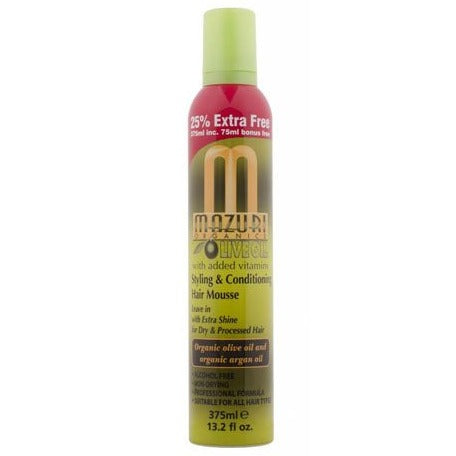 MAZURI OLIVE OIL STYLING AND CONDITIONING HAIR MOUSSE 13.2oz