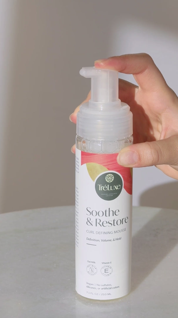 Load video: TréLuxe Soothe &amp; Restore Curl Defining Mousse 7.1oz