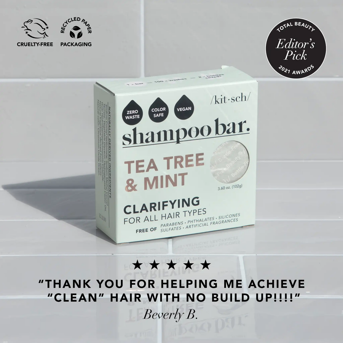 Kitsch Tea Tree + Mint Clarifying Shampoo Bar 3.2oz