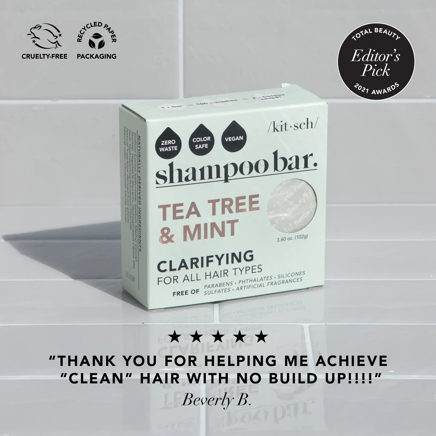 Kitsch Tea Tree + Mint Clarifying Shampoo Bar 3.2oz