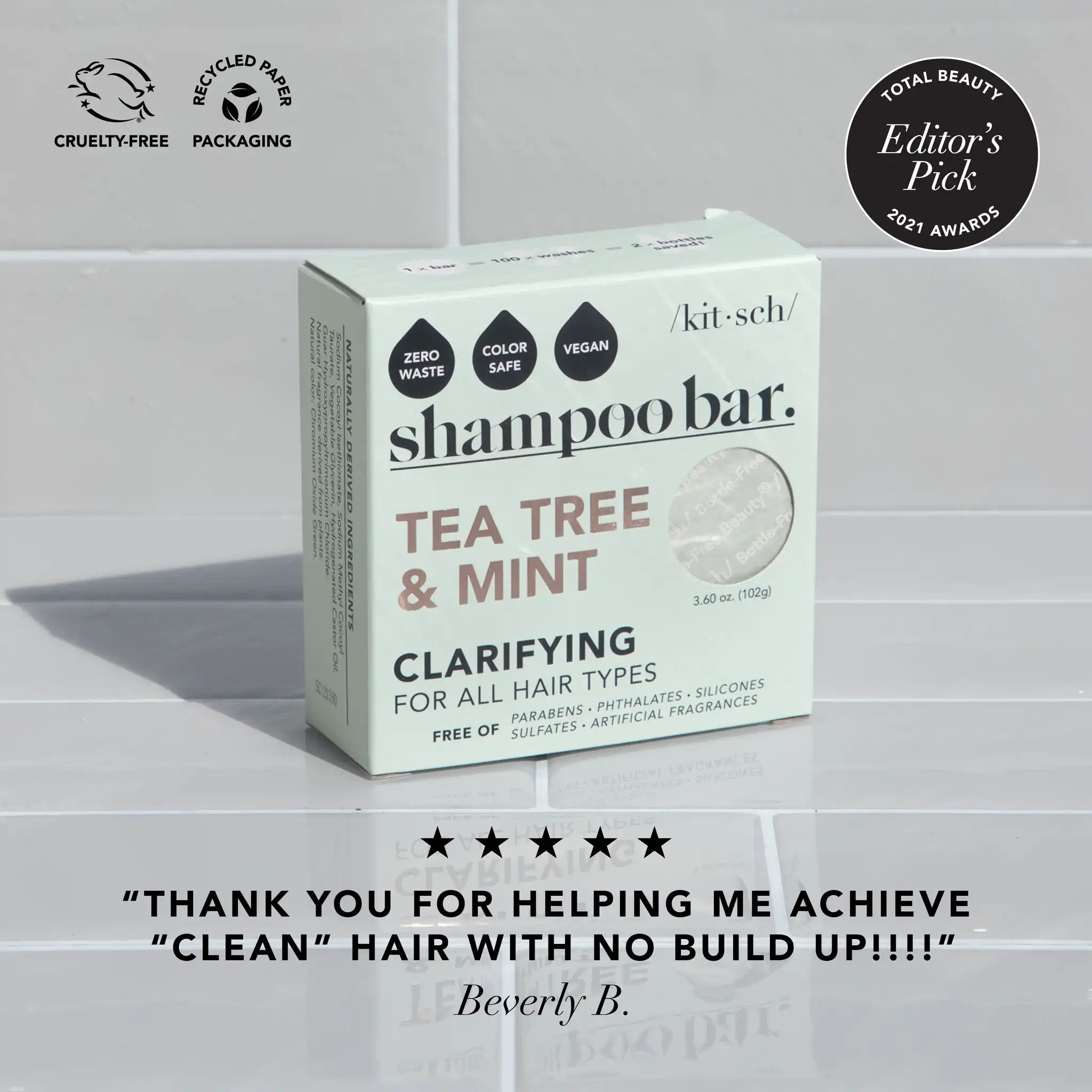 Kitsch Tea Tree + Mint Clarifying Shampoo Bar 3.2oz