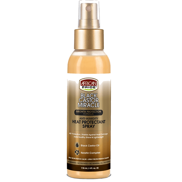 African Pride Black Castor Miracle Anti-Humidity Heat Protectant Spray 4oz