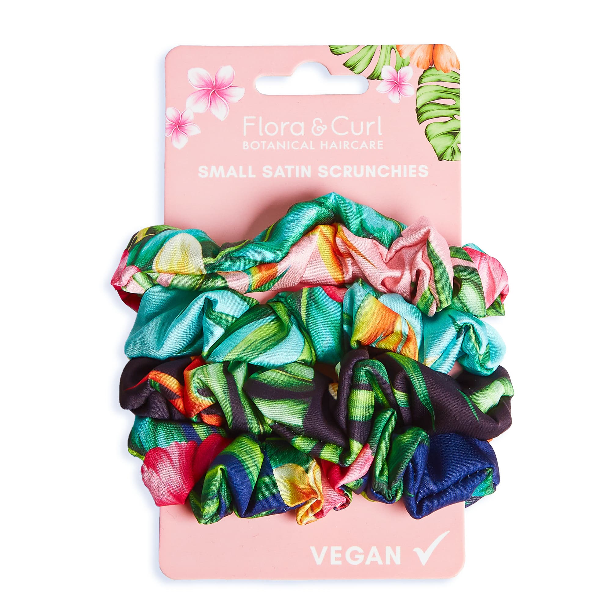Flora & Curl Small Satin Scrunchies - 4 pcs