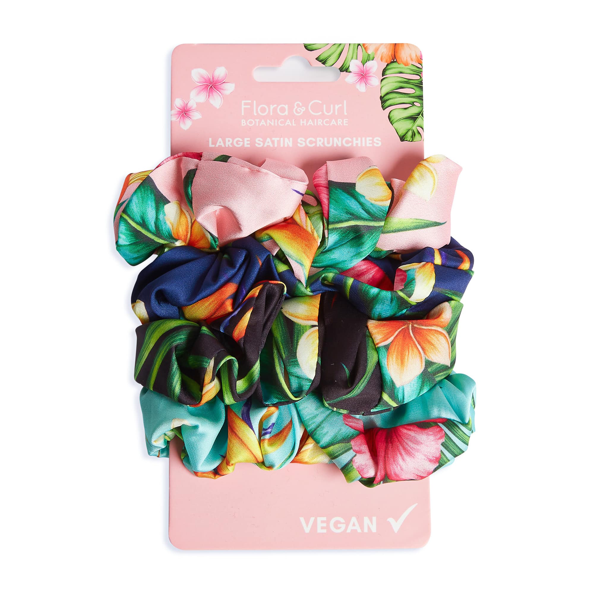 Flora & Curl Large Satin Scrunchies - 4 pcs
