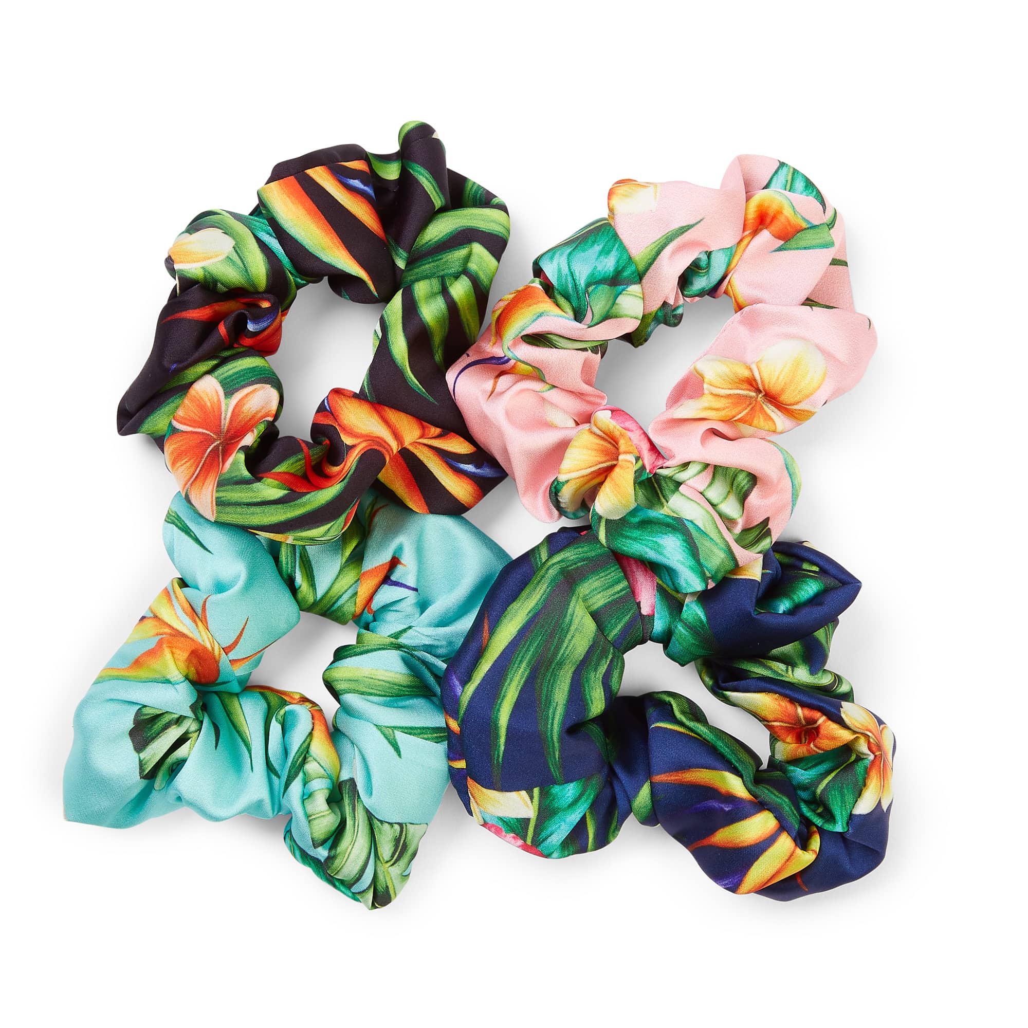 Flora & Curl Large Satin Scrunchies - 4 pcs