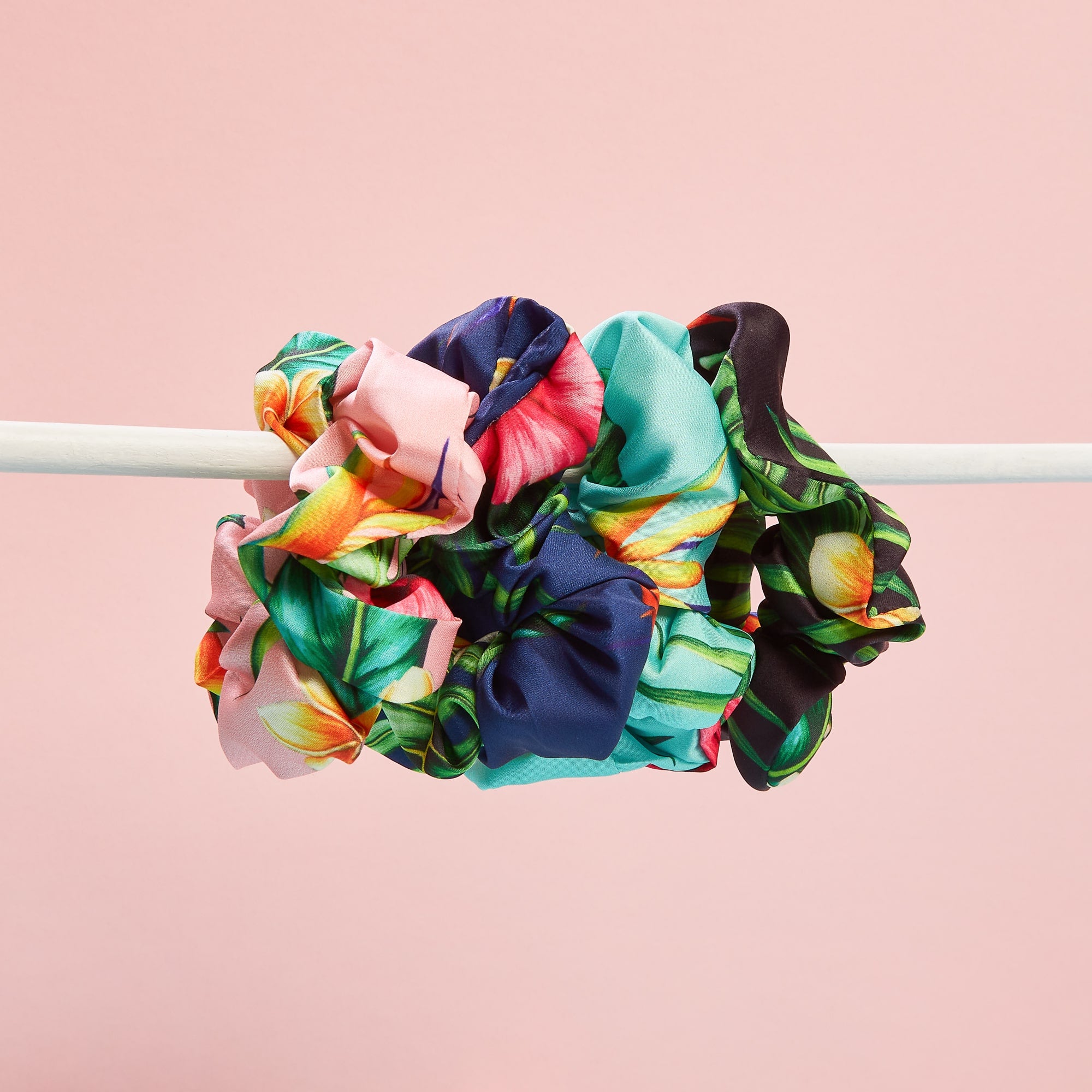 Flora & Curl Large Satin Scrunchies - 4 pcs