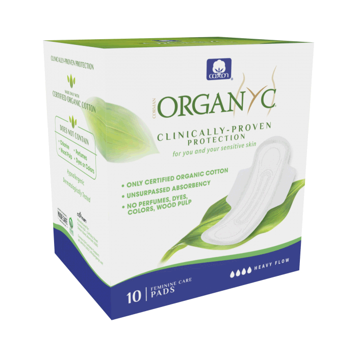 Organyc Organic Cotton Period Pads Night Folded Heavy Flow - 10