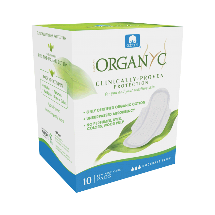 Organyc Organic Cotton Period Pads Folded Moderate Flow - 10