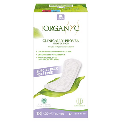 Organyc Organic Cotton Panty Liners Flat - Light Flow Special Pack 40+8 Free