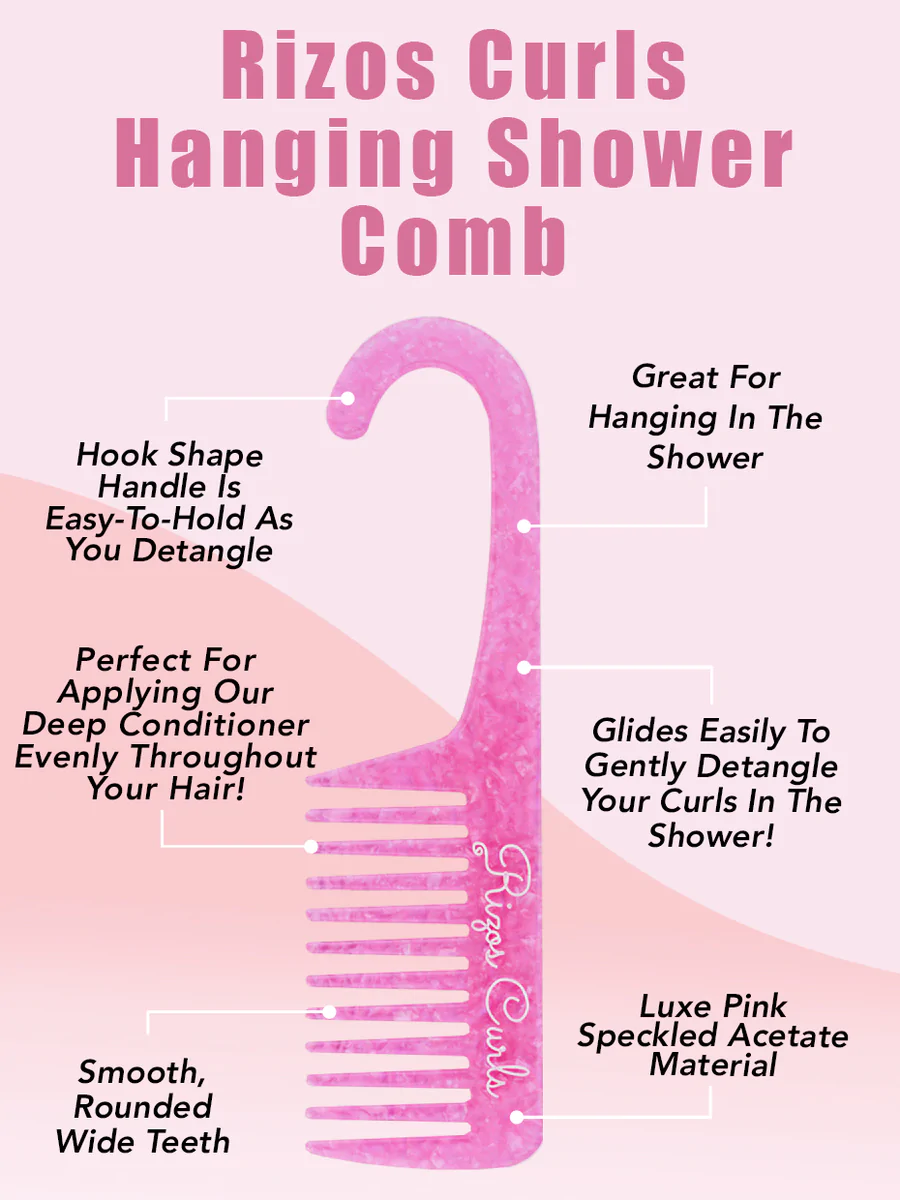 Rizos Curls Pink Hanging Shower Comb