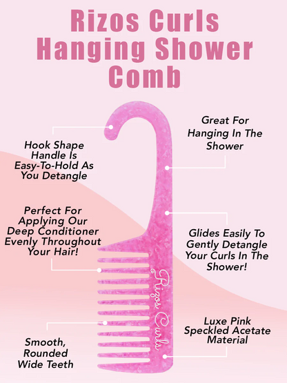 Rizos Curls Pink Hanging Shower Comb