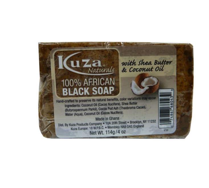 Kuza Naturals 100% African Black Soap With Shea Butter & Coconut Oil 4oz