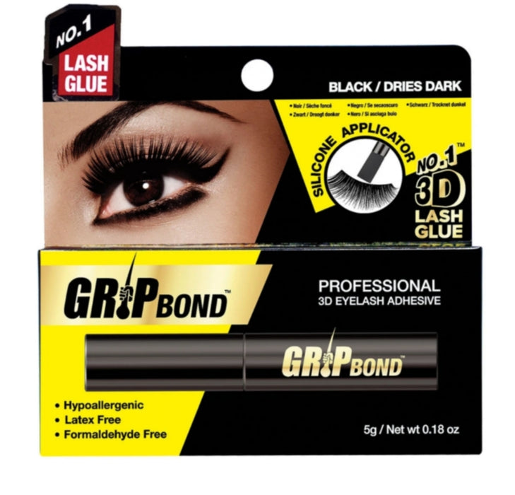 Ebin New York Grip Bond 3D Eyelash Adhesive with Silicone Applicator Black - 0.18oz