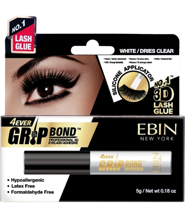 Ebin New York Grip Bond 3D Adhesive with Silicone Applicator White - 0.18oz