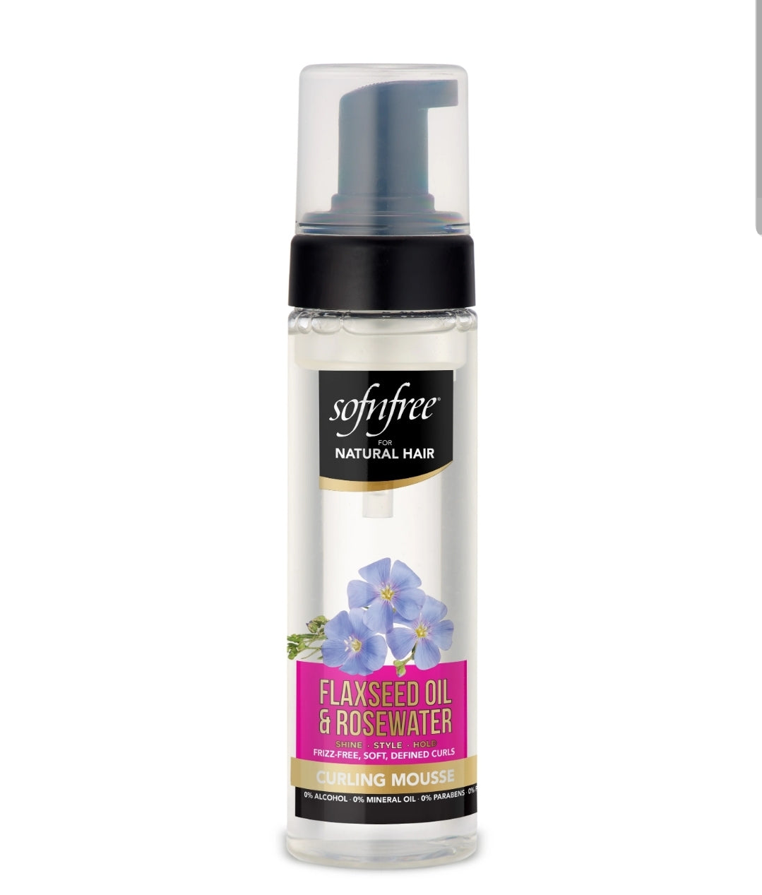 Sofnfree for Natural Hair Curling Mousse with Flaxsee Oil&amp;Rosewater 6.76oz