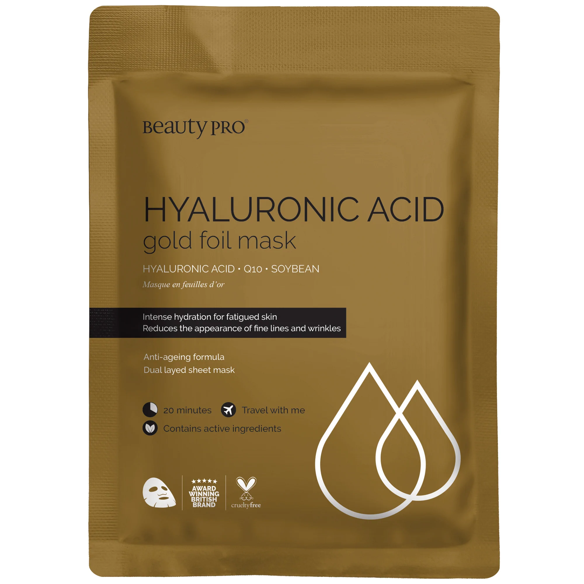 BeautyPro Hyaluronic Acid Gold Foil Mask