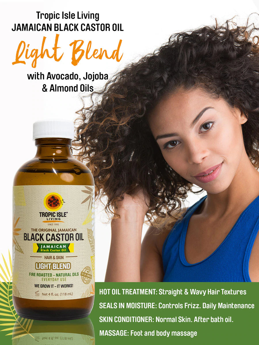 Tropic Isle Living Jamaican Black Castor Oil LIGHT BLEND 4oz