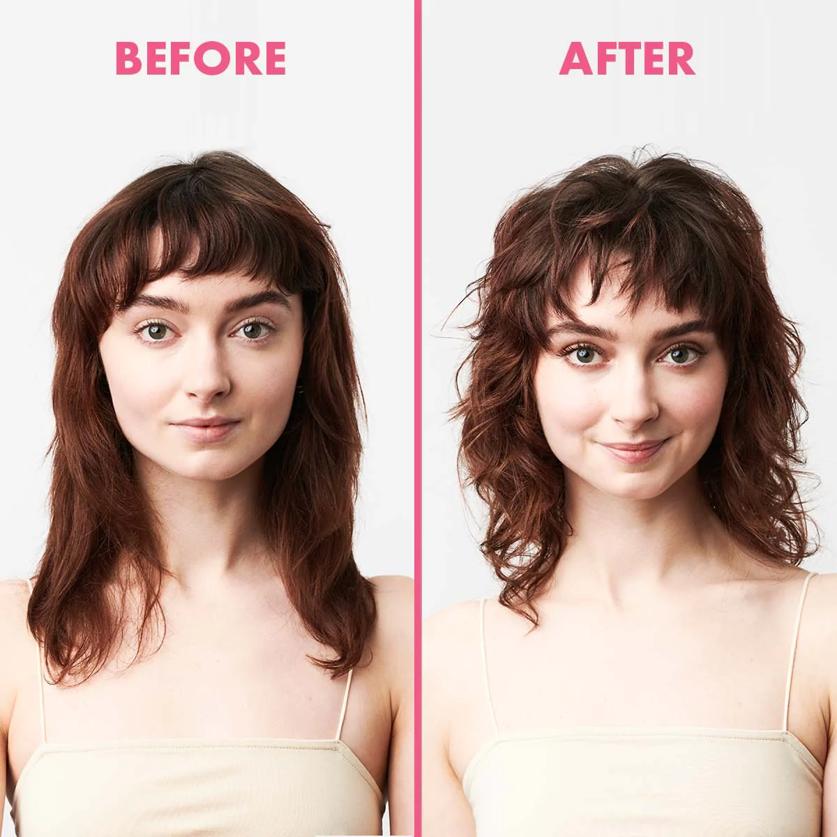 Umberto Giannini Curl Whip Mousse on wavy hair before and after